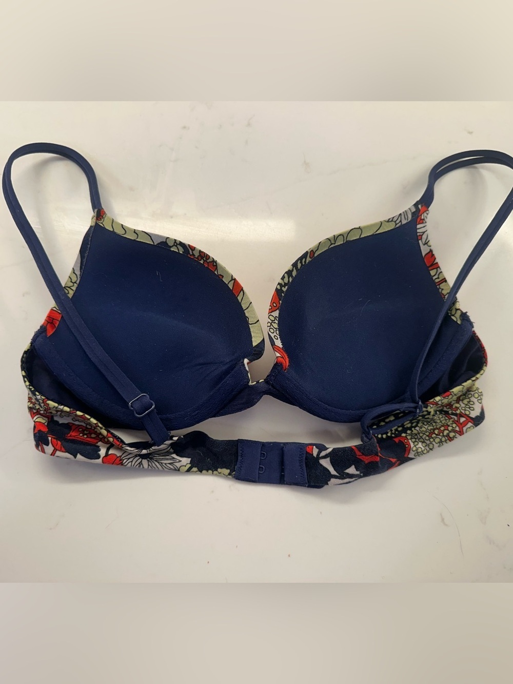 Victorias Secret Very Sexy Push-Up Bra Women’s Size 34A Navy Blue Floral - Picture 5 of 6